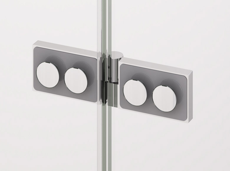 Square glass-to-glass hinge
