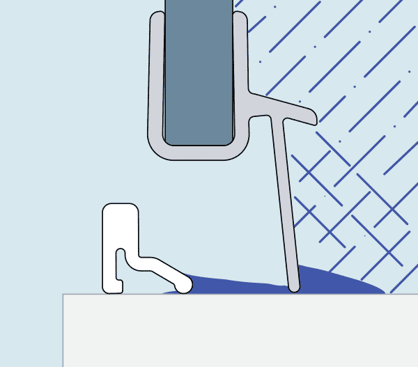 Rahmenreduzierte Duschabtrennungen mit Schwallleiste